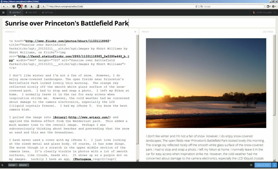 "Ghost.org Editor Screenshot"