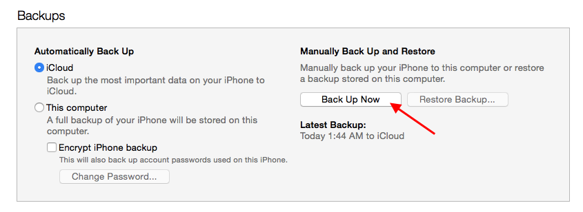 Backup to iTunes