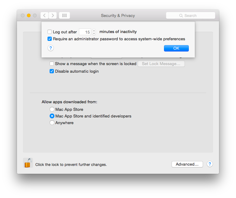 OSX, Privacy, Security, Preferences