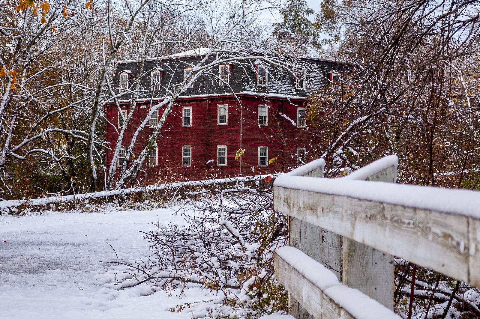 Red Mill, Kingston, Winter, Snow, Red