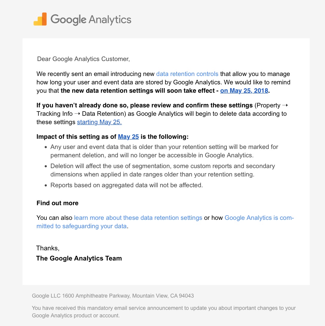 Screen shot, Google Analytics , GDPR