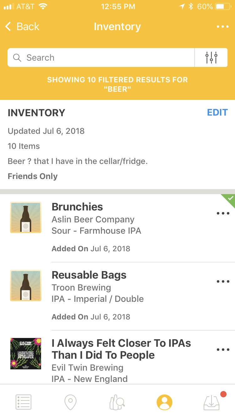 Untappd Inventory List