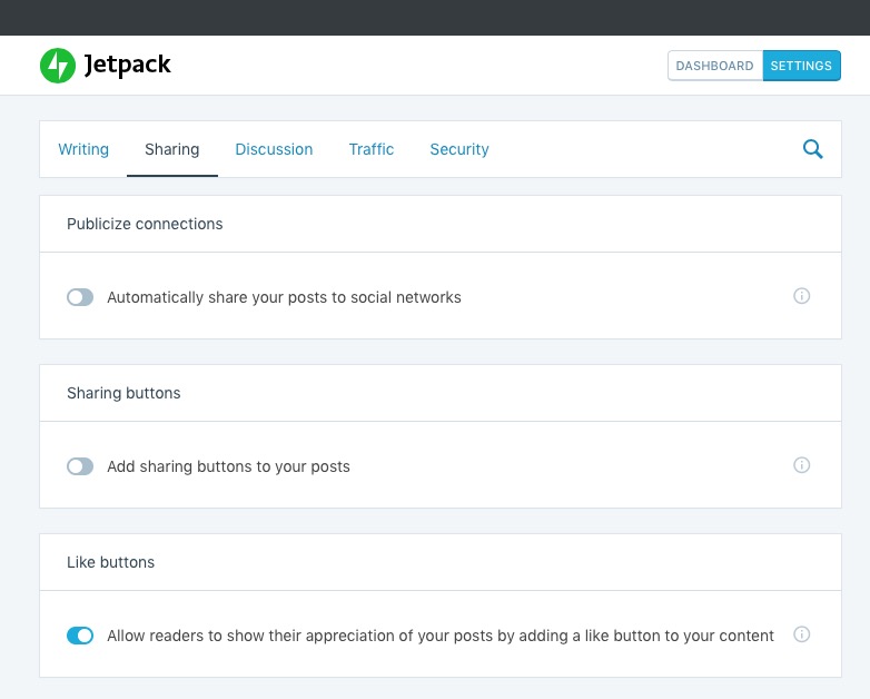 Jetpack Publicize connections, Sharing buttons, and Post Kinds plugin