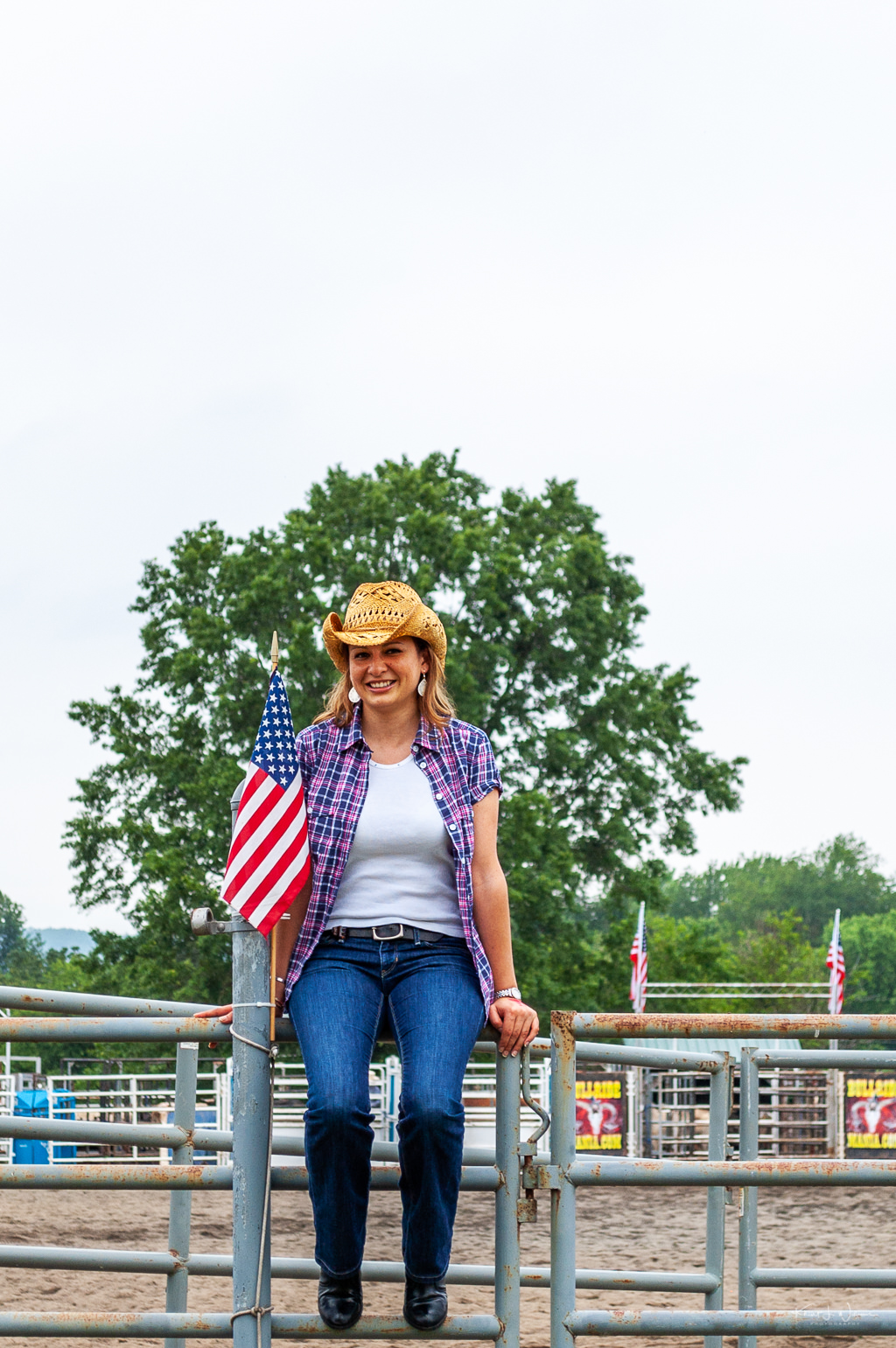 cowgirl on fence