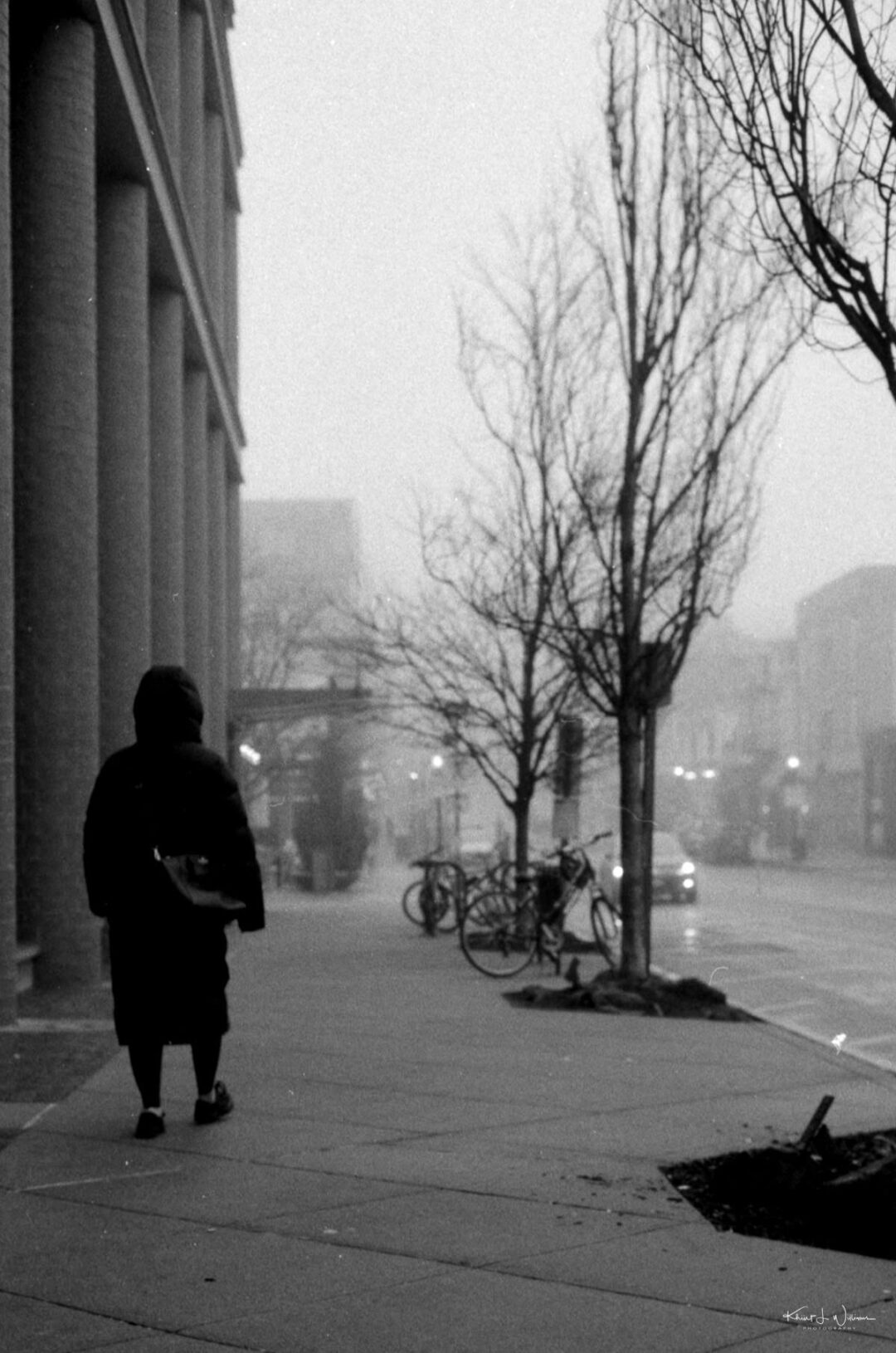 woman walking on witherspoon street outside the Princeton Public Library