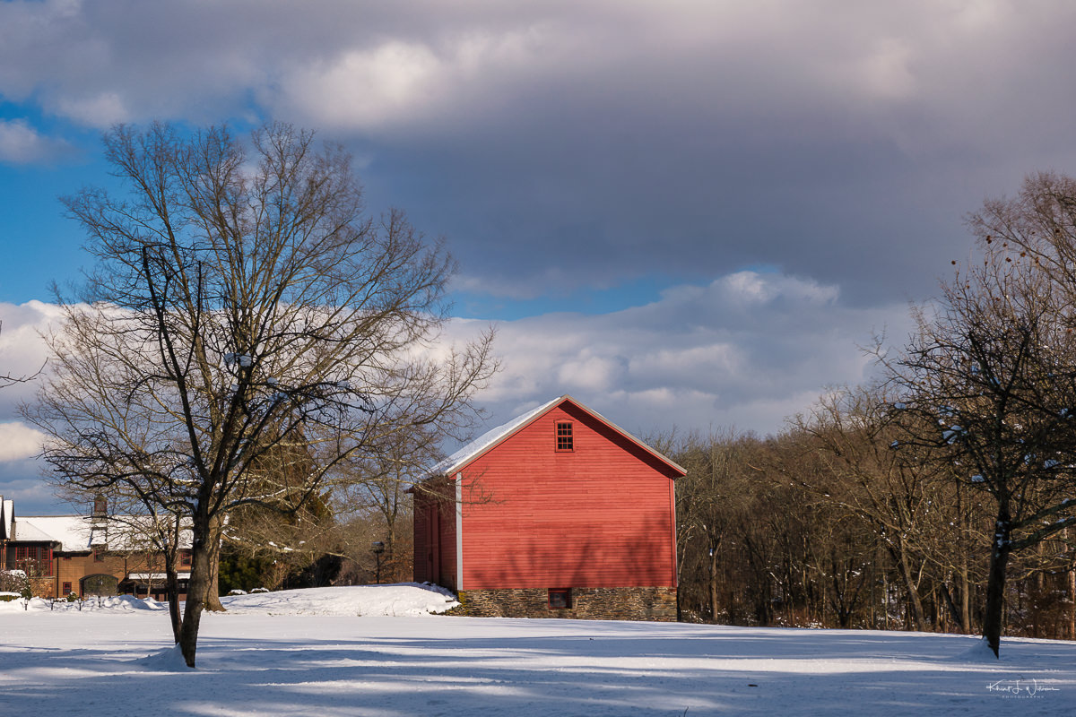 Rustic Red Barn in the snow